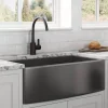 Ruvati 36-inch Apron-Front Farmhouse Kitchen Sink - Gunmetal Black Matte Stainless Steel Single Bowl - RVH9880BL
