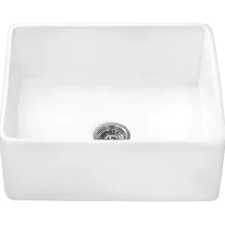 Ruvati 23-inch Fireclay Farmhouse Kitchen Laundry Utility Sink Single Bowl - White, RVL2468WH