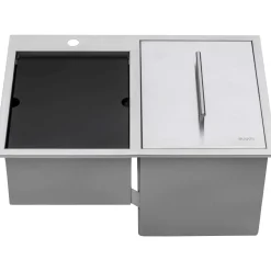 Ruvati Insulated Ice Chest and Outdoor Sink 29 x 20 inch BBQ Workstation Topmount T-316 Stainless Steel, RVQ6290