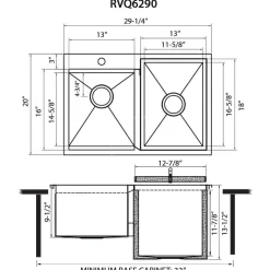 Ruvati Insulated Ice Chest and Outdoor Sink 29 x 20 inch BBQ Workstation Topmount T-316 Stainless Steel, RVQ6290