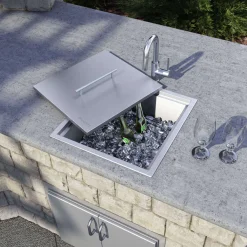 Ruvati Merino Insulated Ice Chest Sink, 21 x 20 inch Outdoor BBQ, Marine Grade T-316 Topmount Stainless Steel, RVQ6221