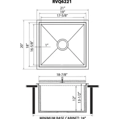 Ruvati Merino Insulated Ice Chest Sink, 21 x 20 inch Outdoor BBQ, Marine Grade T-316 Topmount Stainless Steel, RVQ6221