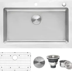 Ruvati Modena 33" Drop-in Topmount Stainless Steel Kitchen Sink, 16 Gauge, RVM5001