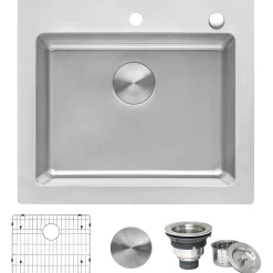Ruvati Modena 23" Drop-in Topmount Stainless Steel Kitchen Sink, 16 Gauge, RVM5923