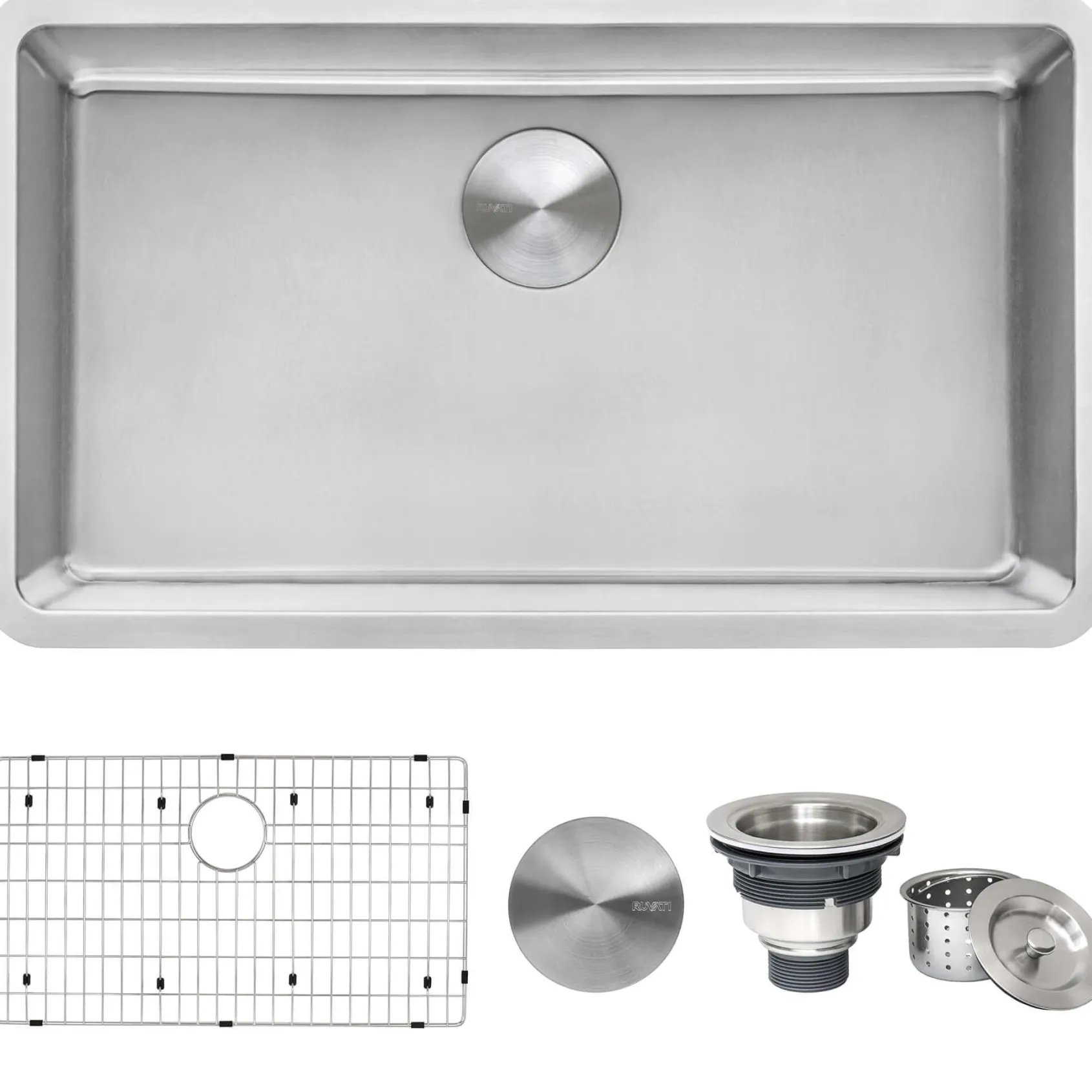 Ruvati Modena 27-inch Undermount Kitchen Sink 16 Gauge Stainless Steel Single Bowl, 16, RVM5927