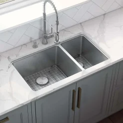 Ruvati Modena 32" Undermount Stainless Steel Kitchen Sink, 70/30 Double Bowl, 16 Gauge, RVM5300