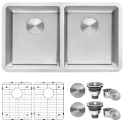 Ruvati Modena 31" Undermount Stainless Steel Kitchen Sink, 50/50 Double Bowl, 16 Gauge, RVM5099