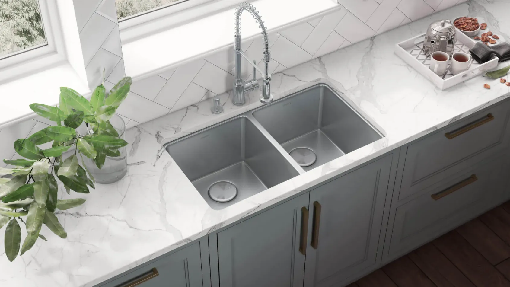 Ruvati Modena 28" Undermount Stainless Steel Kitchen Sink, 50/50 Double Bowl, 16 Gauge, RVM5077