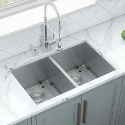 Ruvati Nesta 30" Undermount Stainless Steel Kitchen Sink, 50/50 Double Bowl, 16 Gauge, Zero Radius, RVH7350