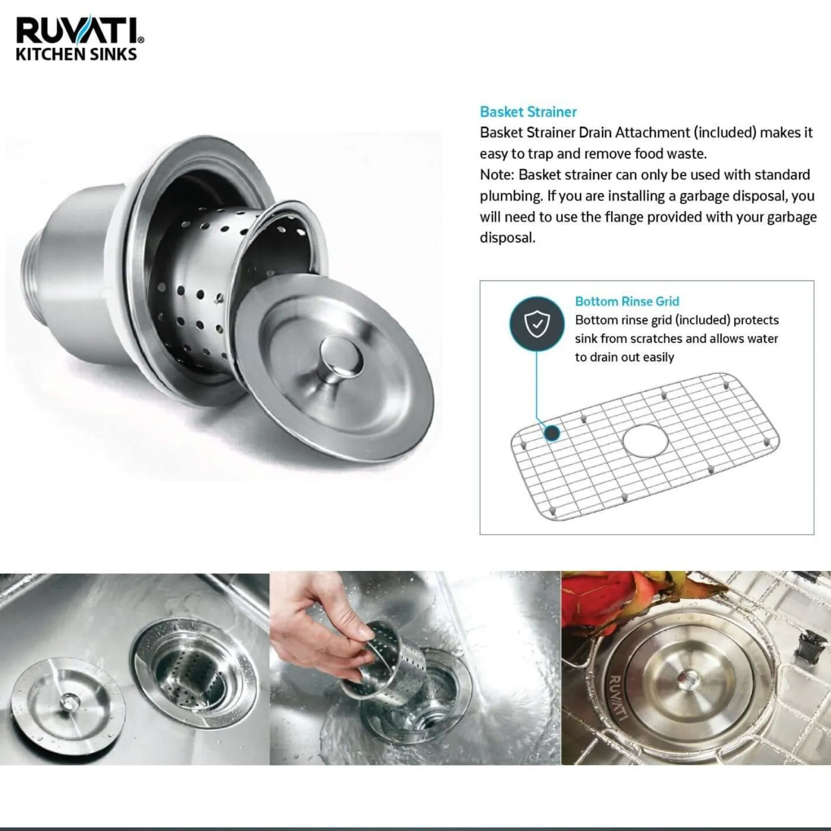 Ruvati Nesta 30" Undermount Stainless Steel Kitchen Sink, 50/50 Double Bowl, 16 Gauge, Zero Radius, RVH7350