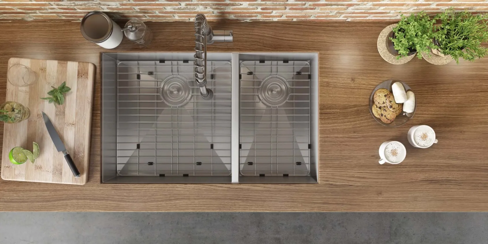 Ruvati Nesta 29" Undermount Stainless Steel Kitchen Sink, 60/40 Double Bowl, 16 Gauge, Zero Radius, RVH7200