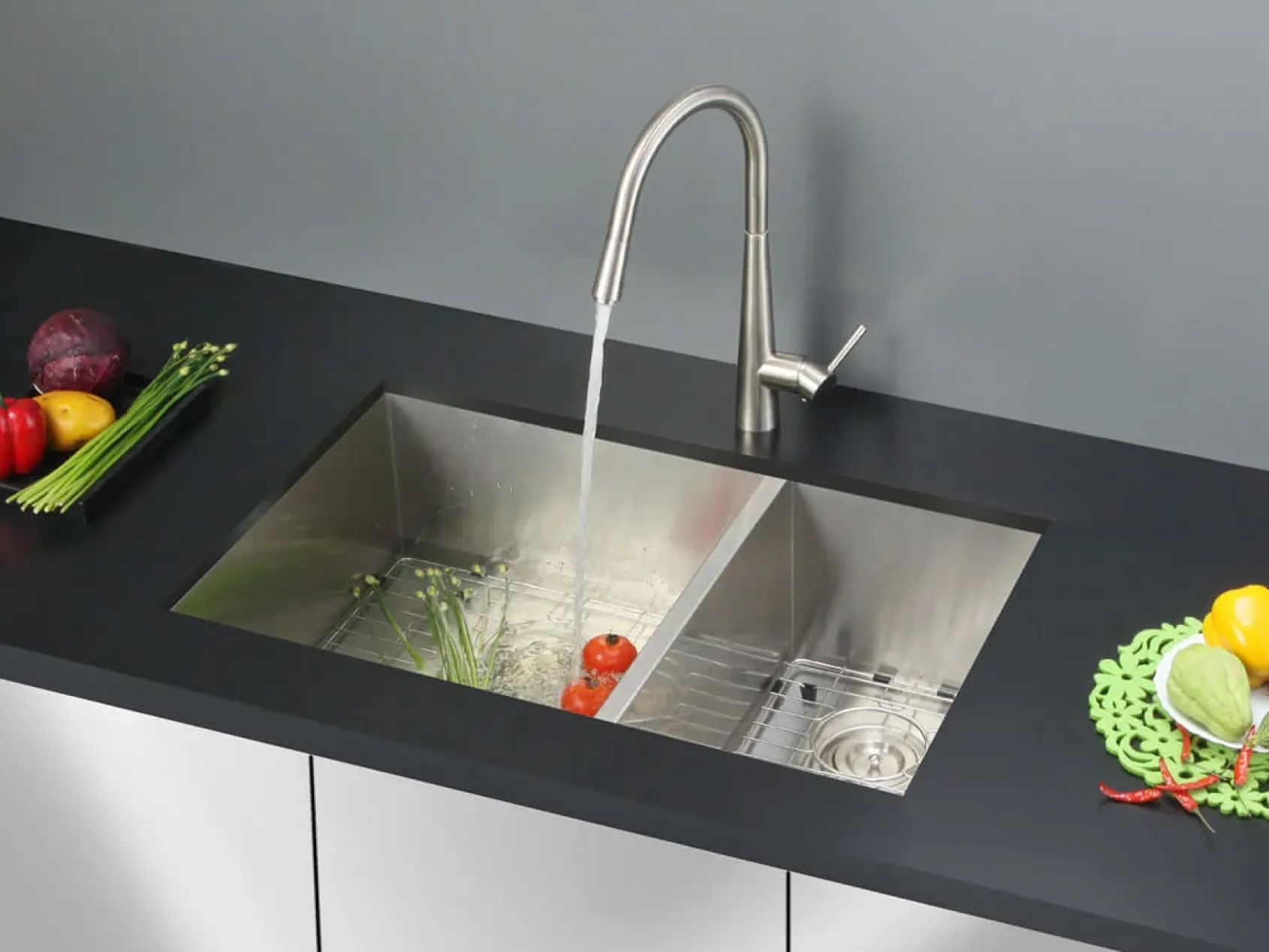 Ruvati Nesta 29" Undermount Stainless Steel Kitchen Sink, 60/40 Double Bowl, 16 Gauge, Zero Radius, RVH7200