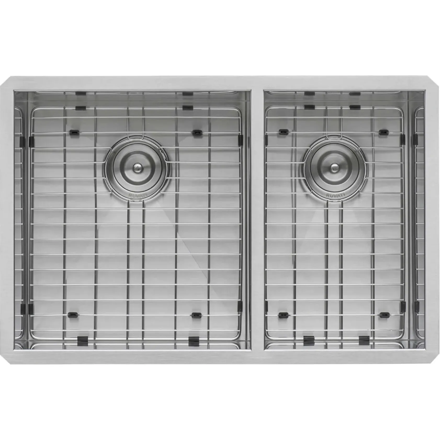 Ruvati Nesta 32" Undermount Stainless Steel Kitchen Sink, 60/40 Double Bowl, 16 Gauge, Zero Radius, RVH7515