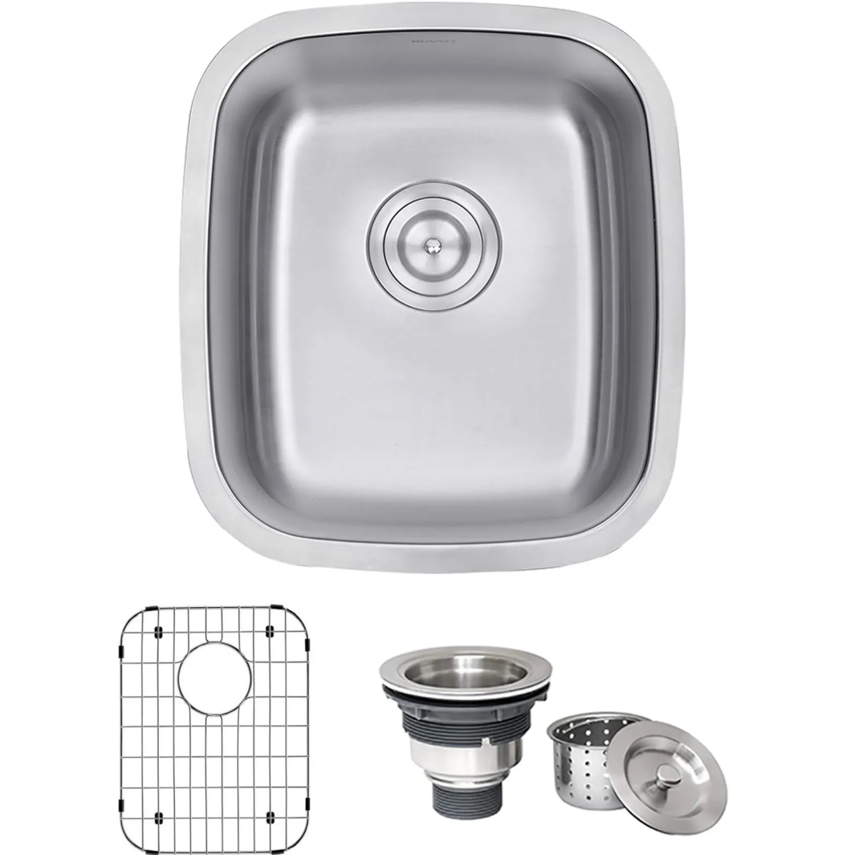 Ruvati Parmi 16" Undermount Rectangle Stainless Steel Bar/Prep Sink, 16 Gauge, RVM4110