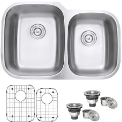 Ruvati Parmi 32" Undermount Stainless Steel Kitchen Sink, 60/40 Double Bowl, 16 Gauge, RVM4310