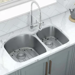 Ruvati Parmi 34" Undermount Stainless Steel Kitchen Sink, 60/40 Double Bowl, 16 Gauge, RVM4600