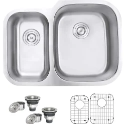 Ruvati Parmi 29" Undermount Stainless Steel Kitchen Sink, 40/60 Double Bowl, 16 Gauge, RVM4505