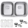 Ruvati Parmi 32" Undermount Stainless Steel Kitchen Sink, 50/50 Double Bowl, 16 Gauge, RVM4300