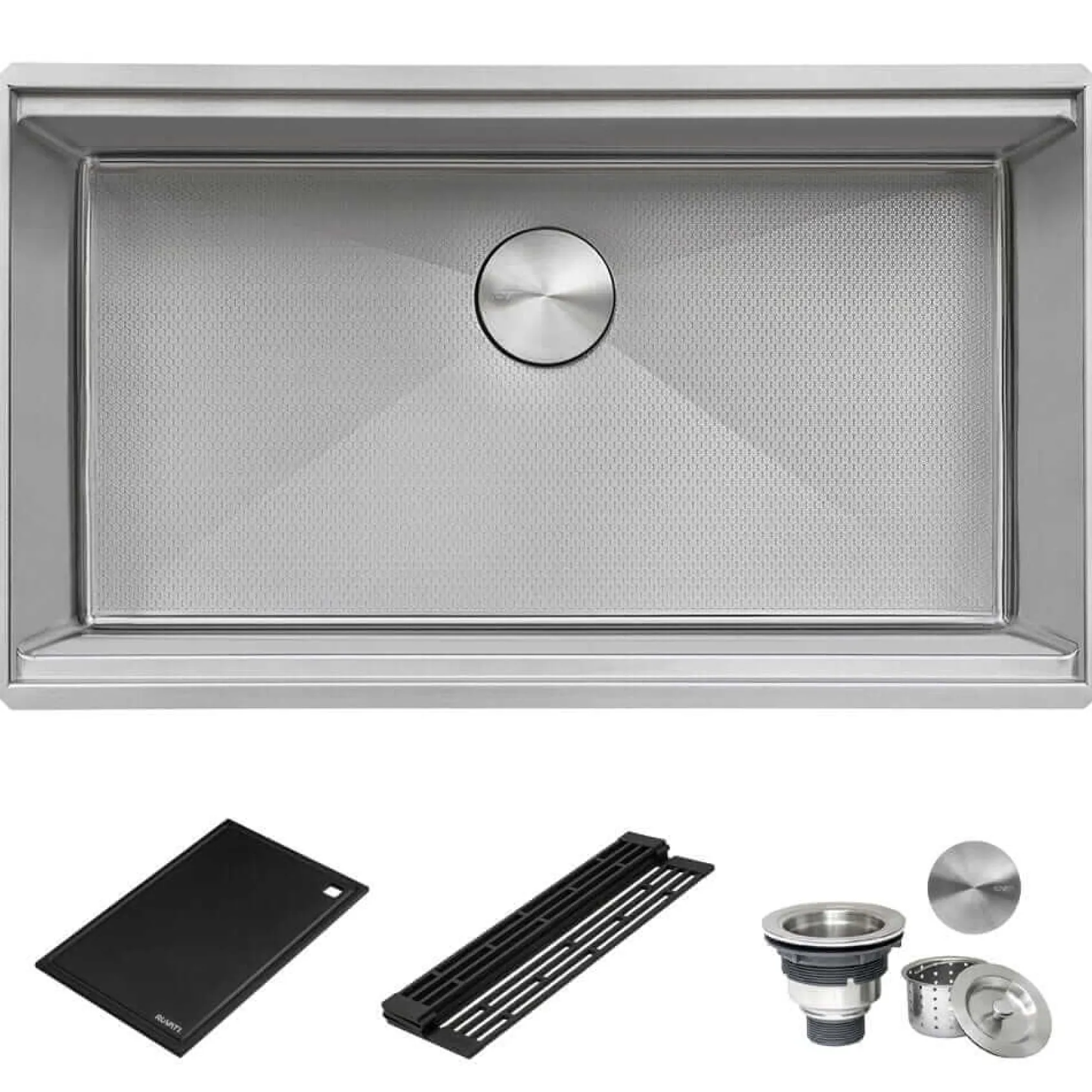 Ruvati Roma Hex Hex Bottom 30-inch Workstation Scratch Resistant Embossed Texture Kitchen Sink Stainless Steel, 16, RVH8630