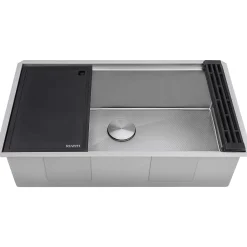 Ruvati Roma Hex Hex Bottom 30-inch Workstation Scratch Resistant Embossed Texture Kitchen Sink Stainless Steel, 16, RVH8630