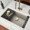 Ruvati Roma Hex Hex Bottom 33-inch Workstation Scratch Resistant Embossed Texture Kitchen Sink Stainless Steel, 16, RVH8633