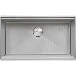 Ruvati Roma Hex Hex Bottom 33-inch Workstation Scratch Resistant Embossed Texture Kitchen Sink Stainless Steel, 16, RVH8633