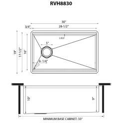 Ruvati Roma Hex 30" Undermount Stainless Steel Workstation Kitchen Sink, RVH8830