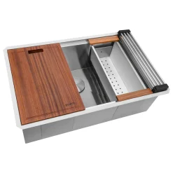 Ruvati Roma 28" Undermount Stainless Steel Workstation Kitchen Sink, 16 Gauge, RVH8309