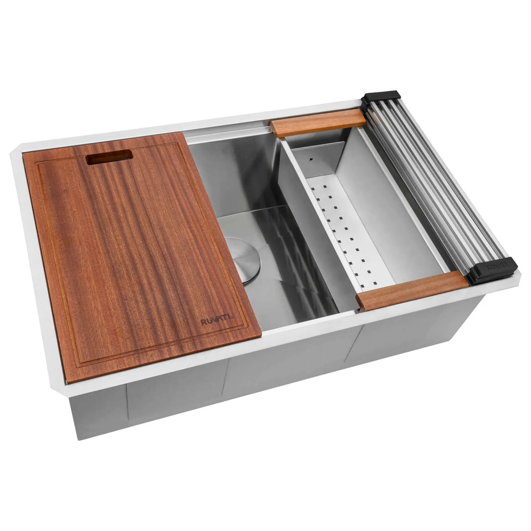 Ruvati Roma 28" Undermount Stainless Steel Workstation Kitchen Sink, 16 Gauge, RVH8309