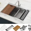 Ruvati Siena 30" Stainless Steel Workstation Kitchen Sink, 16 Gauge, Rounded Corners, RVH8030