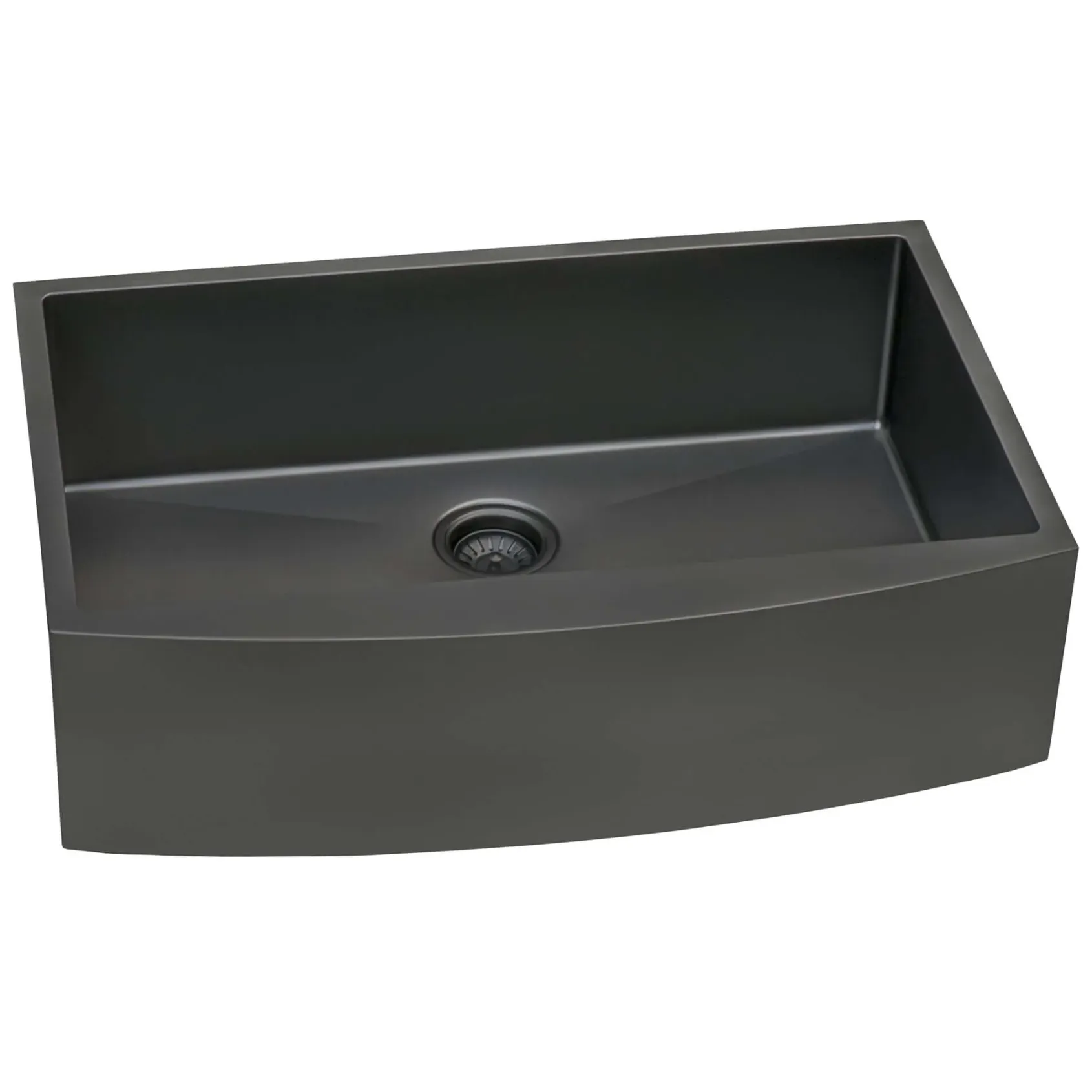 Ruvati Terraza 33" Stainless Steel Apron-front Farmhouse Sink, Gunmetal Matte Black, 16 Gauge, RVH9733BL