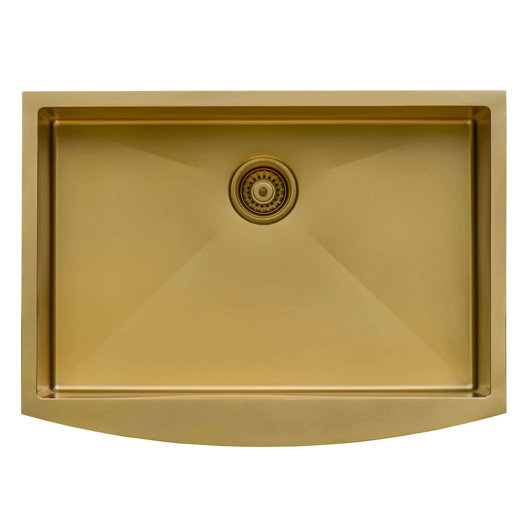 Ruvati Terraza 30" Stainless Steel Apron-front Farmhouse Sink, Brass Tone Matte Gold, 16 Gauge, RVH9660GG