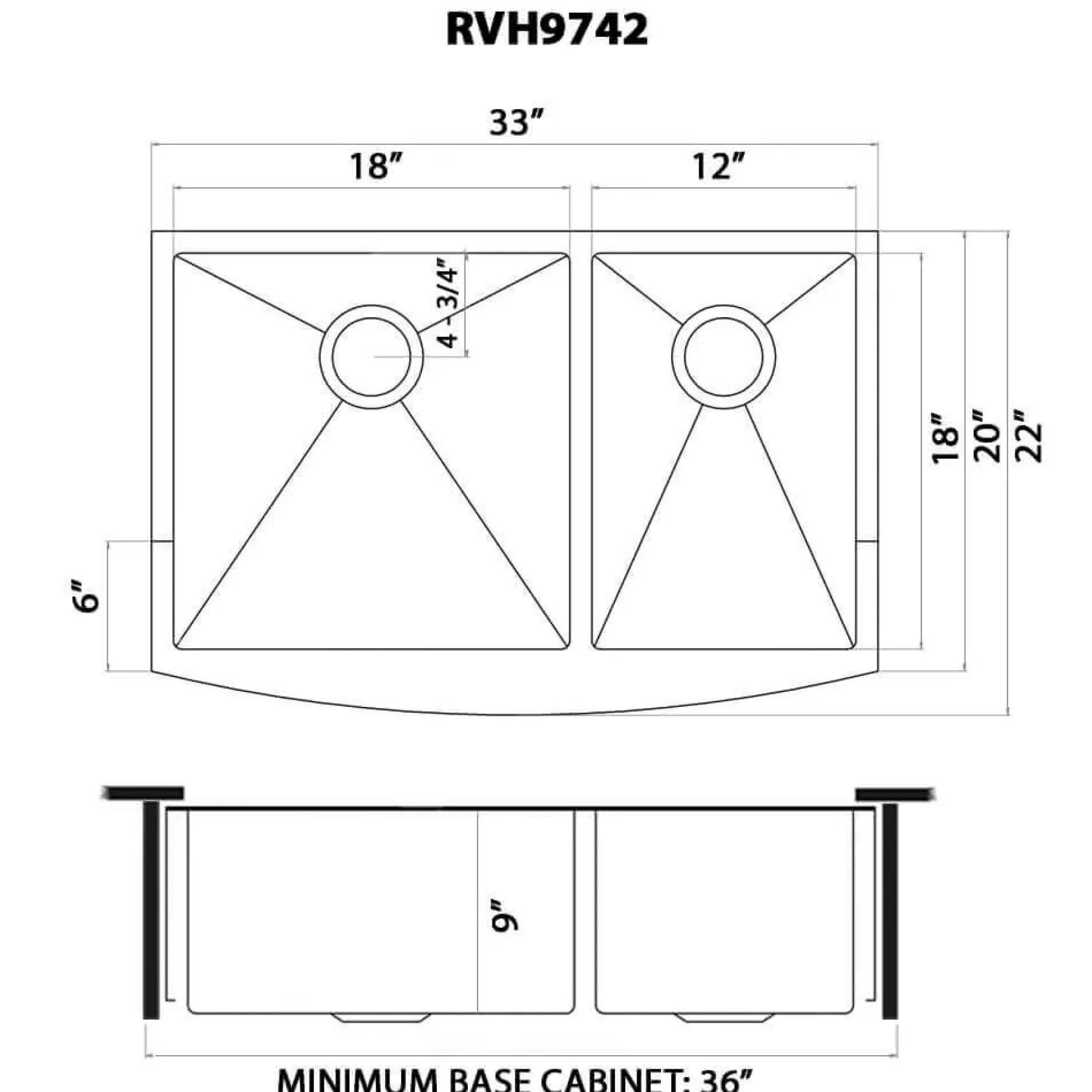 Ruvati Terraza 33" Stainless Steel Apron-front Farmhouse Sink, 60/40 Double Bowl, Brass Tone Matte Gold, 16 Gauge, RVH9742GG