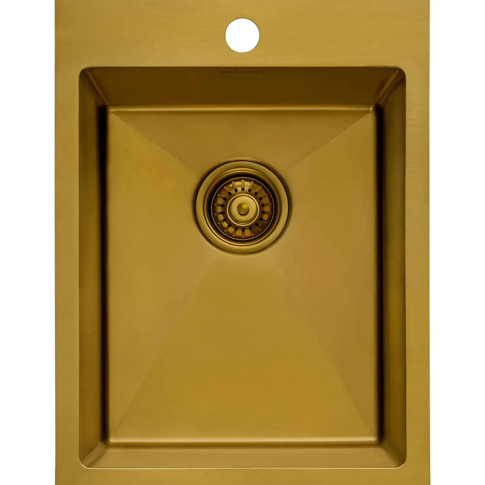 Ruvati Terraza 15 x 20 inch Polished Brass Matte Gold Stainless Steel Drop-in Topmount Bar Prep Sink Single Bowl, 16, Matte Gold Satin Brass, RVH8110GG