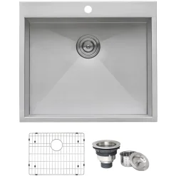 Ruvati Tirana 25" Drop-in Topmount Stainless Steel Kitchen Sink, 16 Gauge, RVH8010