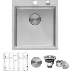 Ruvati Tirana Pro 18" Drop-in Topmount Stainless Steel Bar/Prep Sink, 16 Gauge, RVH8006