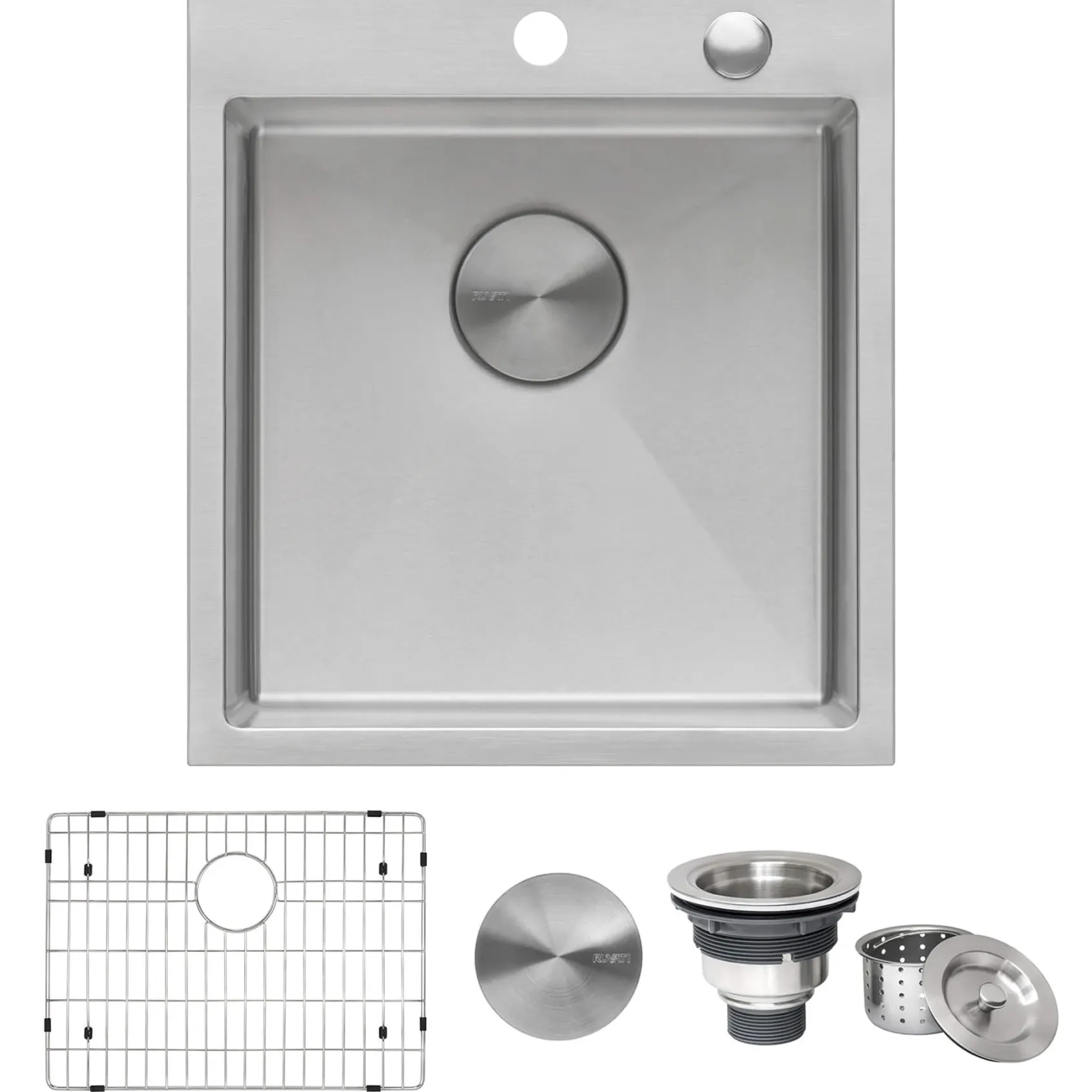Ruvati Tirana Pro 18" Drop-in Topmount Stainless Steel Bar/Prep Sink, 16 Gauge, RVH8006