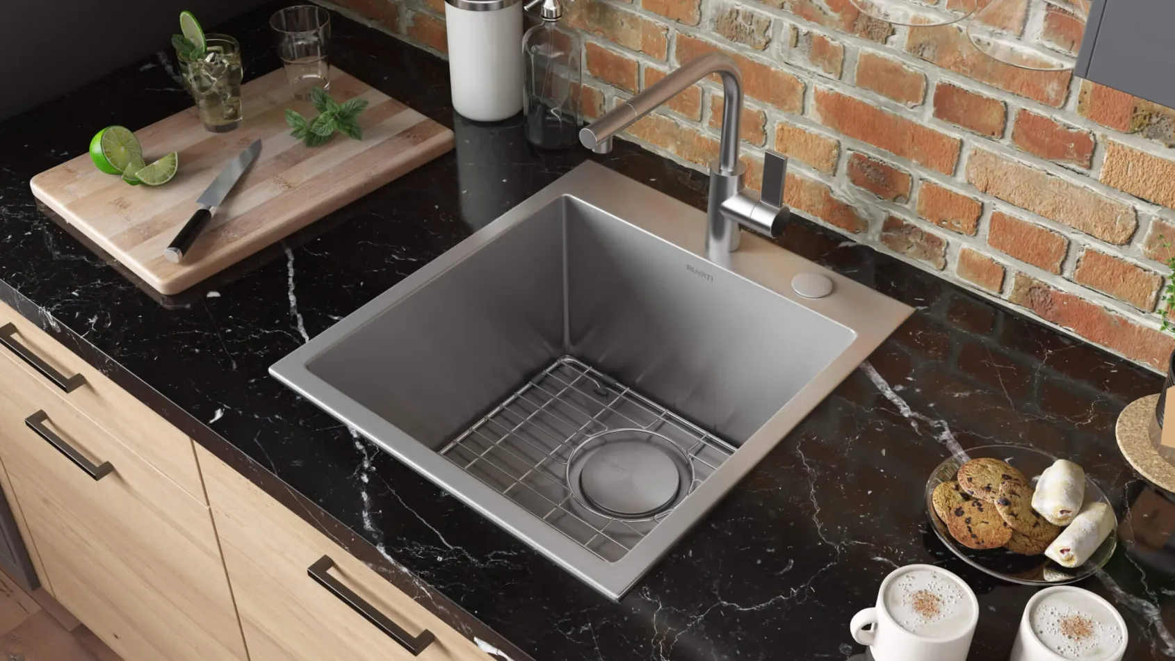 Ruvati Tirana Pro 18" Drop-in Topmount Stainless Steel Bar/Prep Sink, 16 Gauge, RVH8006