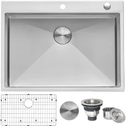 Ruvati Tirana Pro 30" Stainless Steel Kitchen Sink, 16 Gauge, Rounded Corners, RVH8009