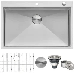 Ruvati Tirana Pro 33" Stainless Steel Kitchen Sink, 16 Gauge, Rounded Corners, RVH8005