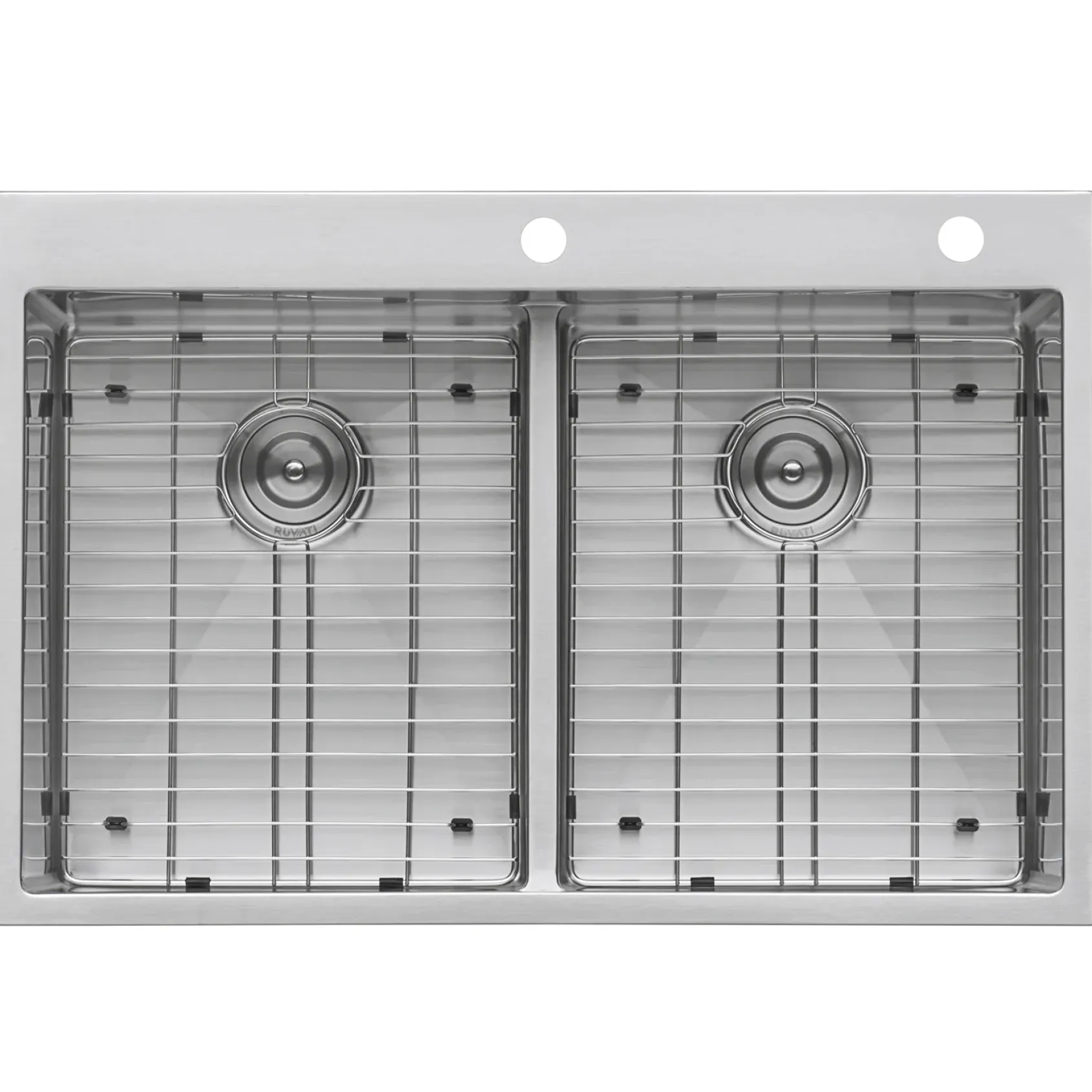 Ruvati Tirana Pro 33" Stainless Steel Kitchen Sink, 50/50 Double Bowl, 16 Gauge, Rounded Corners, RVH8051