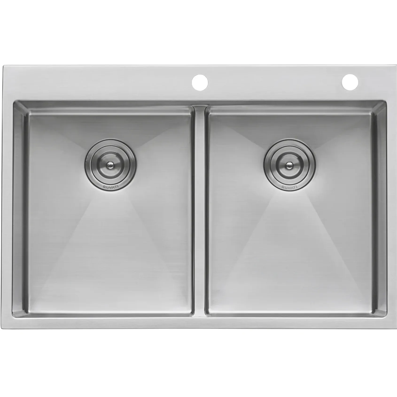 Ruvati Tirana Pro 33" Stainless Steel Kitchen Sink, 50/50 Double Bowl, 16 Gauge, Rounded Corners, RVH8051
