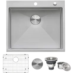 Ruvati Tirana Pro 25" Stainless Steel Kitchen Sink, 16 Gauge, Rounded Corners, RVH8007