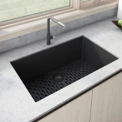 Ruvati 27" Undermount Granite Composite Kitchen Sink, Midnight Black, RVG2027BK