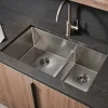 Ruvati Urbana 30" Undermount Stainless Steel Kitchen Sink, 60/40 Low Divide Double Bowl, 16 Gauge, Rounded Corners, RVH7357