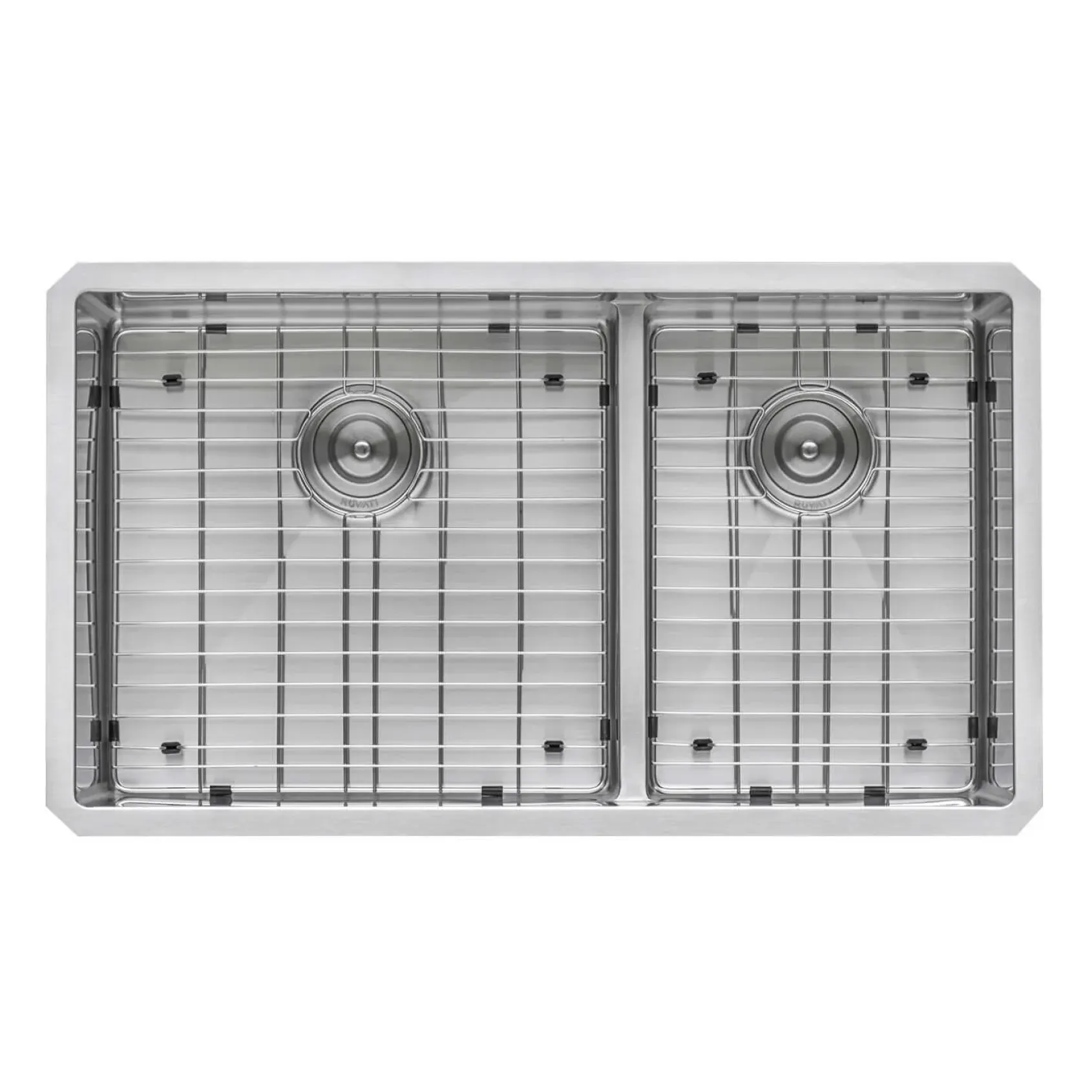 Ruvati Urbana 30" Undermount Stainless Steel Kitchen Sink, 60/40 Low Divide Double Bowl, 16 Gauge, Rounded Corners, RVH7357