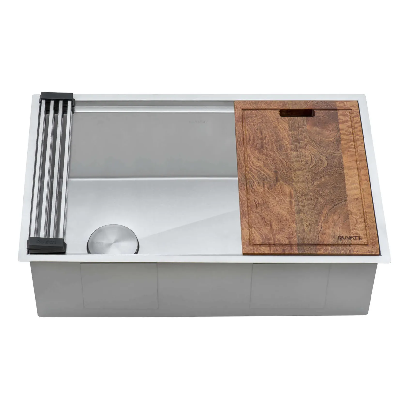 Ruvati Veniso 33" Slope Bottom Offset Drain Undermount Stainless Steel Workstation Kitchen Sink, 16 Gauge, RVH8591