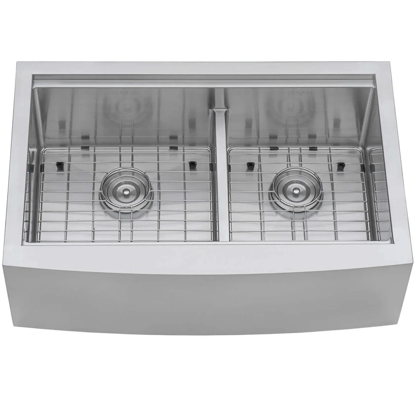 Ruvati Verona 33" Stainless Steel Workstation Apron-front Farmhouse Sink, 60/40 Low Divide Double Bowl, 16 Gauge, RVH9201