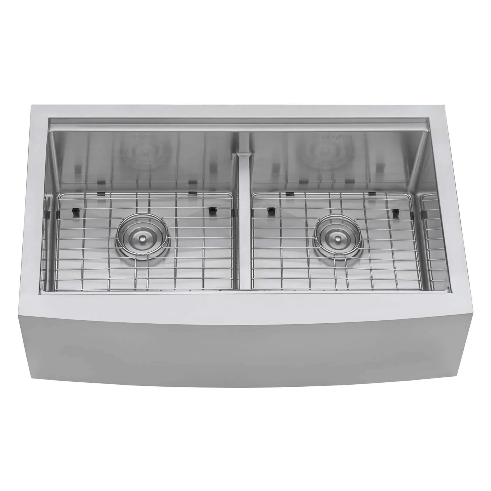 Ruvati Verona 36" Stainless Steel Workstation Apron-front Farmhouse Sink, 50/50 Low Divide Double Bowl, 16 Gauge, RVH9301
