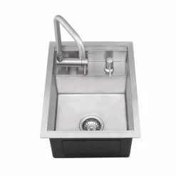 Ruvati Vienna 15" x 20" Stainless Steel RV Sink With Concealed Faucet and Soap DIspenser, 16, RVH8272ST